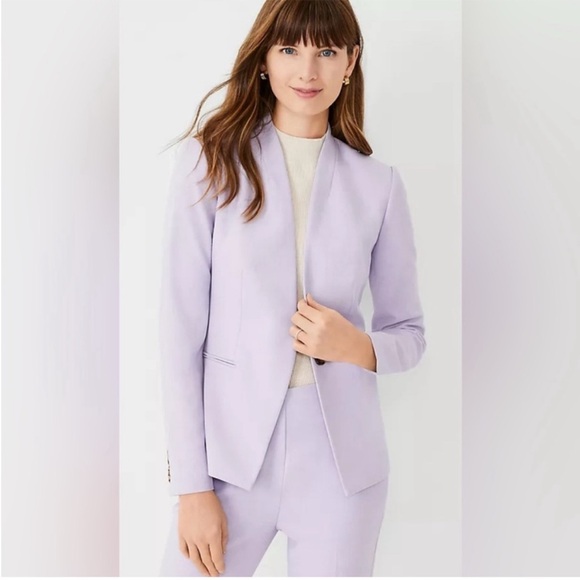 New Ann Taylor Cutaway Blazer Bi-Stretch Soft Violet Lavender Purple Size 14 NWT